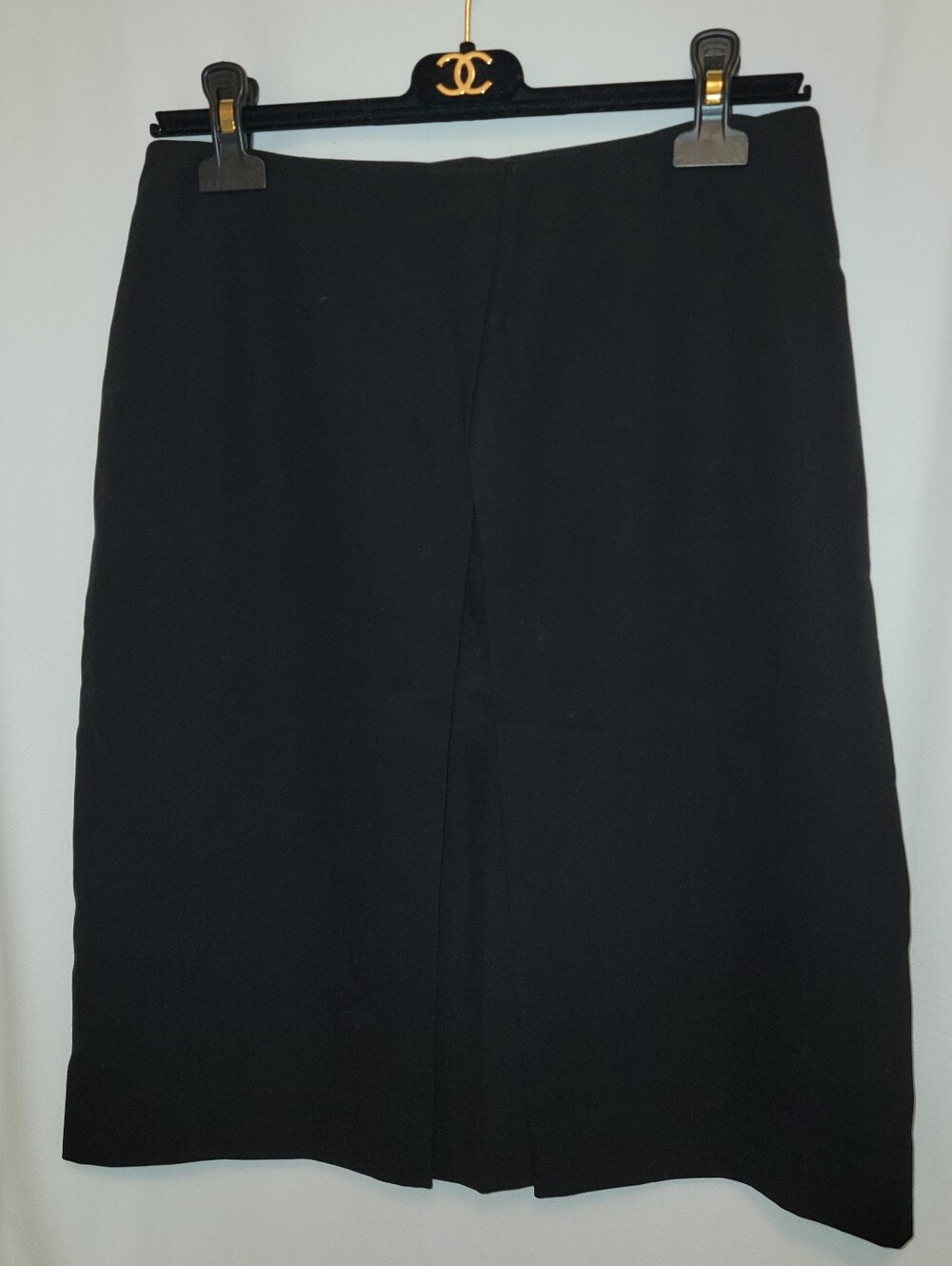 HERMES Black Wool Gabardine Skirt